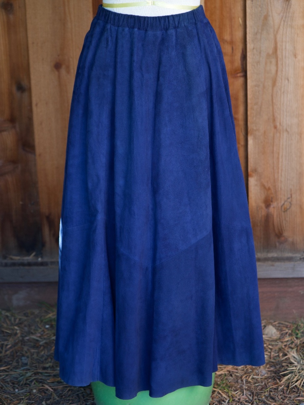 Vintage Santa Fe Dry Goods 100% Leather Blue Maxi Skirt Made In USA Woman's M
